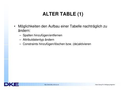 folien zur zweiten einheit (sql - ddl) - Universität Wien