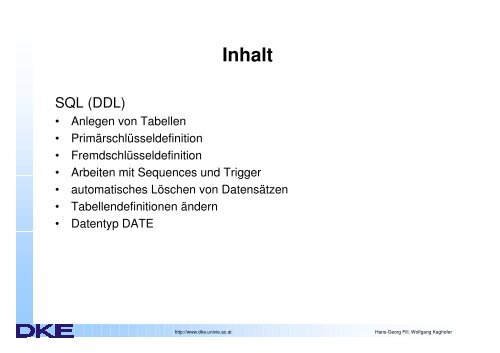 folien zur zweiten einheit (sql - ddl) - Universität Wien