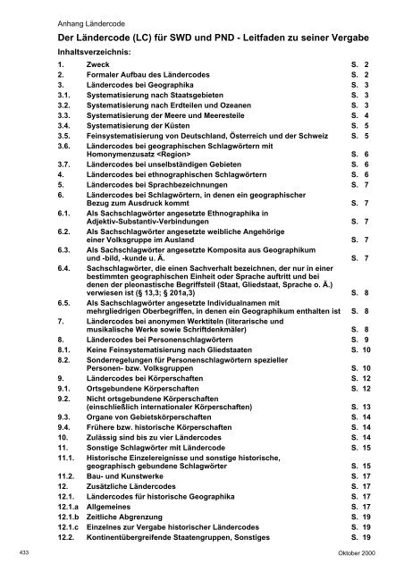 Der Ländercode (LC) für SWD und PND - Leitfaden zu seiner Vergabe