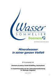 Schulungsplan und Kursinhalte Wassersommelier - Doemens