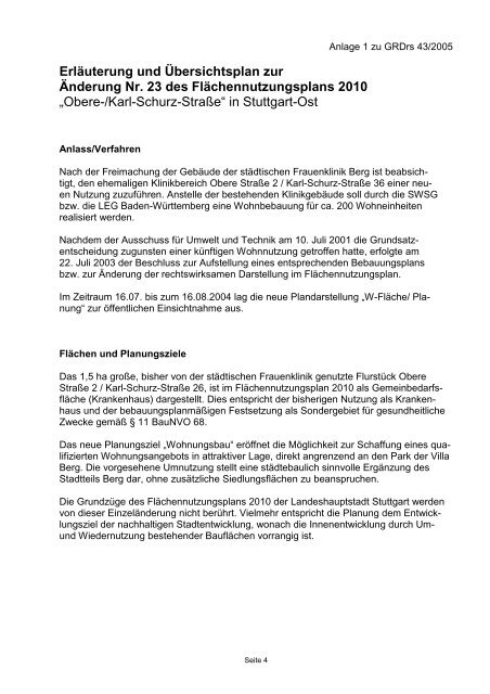 A. Änderung Nr. 23 des Flächennutzungsplans 2010 ... - Stuttgart