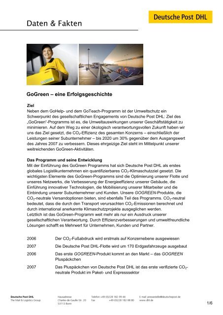 Factsheet GoGreen PDF - Deutsche Post DHL