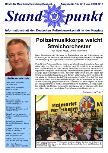 Polizeimusikkorps weicht Streichorchester - DPolG Kreisverband ...