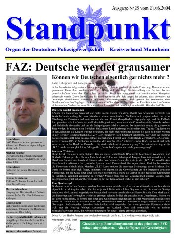 FAZ: Deutsche werdet grausamer - DPolG Kreisverband Mannheim