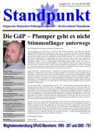 Die GdP – Plumper geht es nicht - DPolG Kreisverband Mannheim