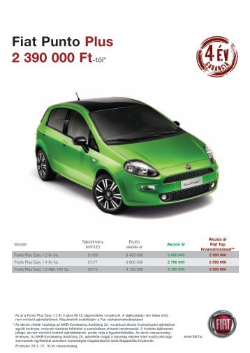 Fiat Punto Plus 2 390 000 Ft-tól* - Fiat Flotta Ajánlat