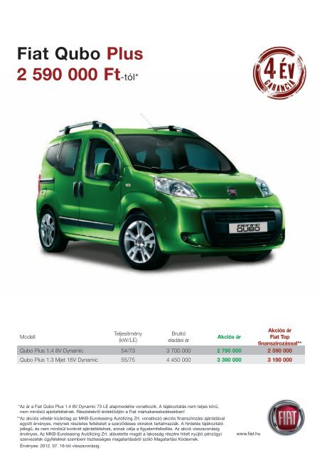 Fiat Punto Plus 2 390 000 Ft-tól* - Fiat Flotta Ajánlat
