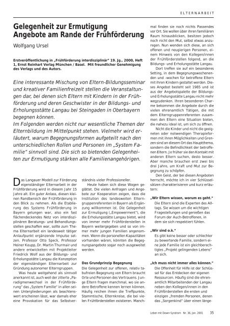 Nr. 36, Januar - Deutsches Down-Syndrom InfoCenter