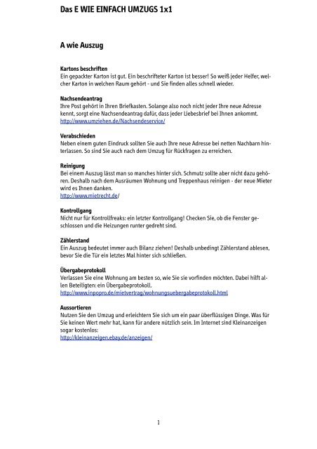 Das E Wie Einfach Umzugs 1x1