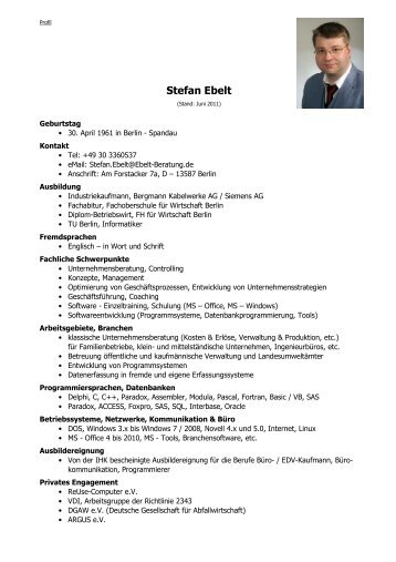 Profil Stefan Ebelt - Ebelt EDV & Unternehmensberatung