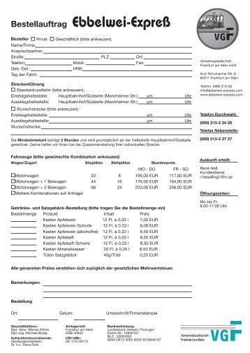 Buchungs-Formular - Ebbelwei-Express