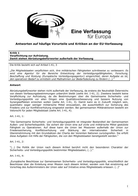 EU-Verfassung - ECHA-Österreich