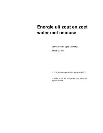 Energie uit zout en zoet water met osmose - Ecofys