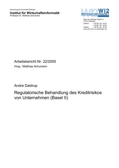 Regulatorische Behandlung des Kreditrisikos von Unternehmen ...