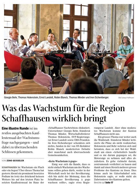 Kompletter Artikel in den Schaffhauser Nachrichten