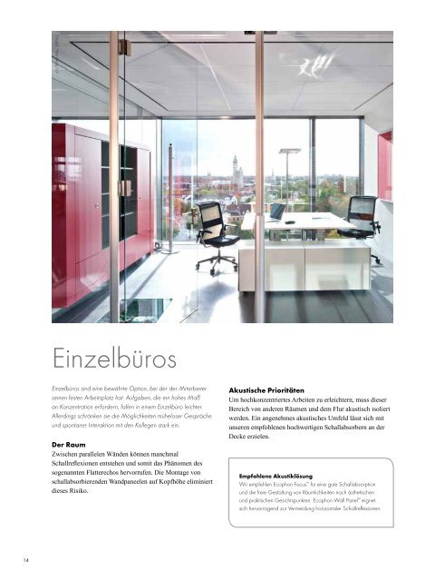 Raumakustisches Design in modernen Büros (pdf) - Ecophon