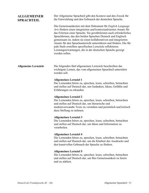 Kindergarten—Senior 4 Deutsch als Fremdsprache - Government of ...