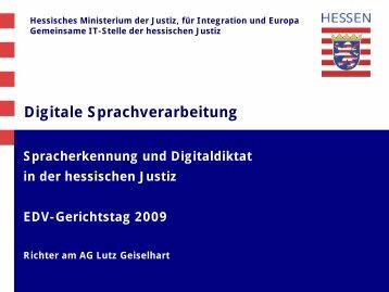 Digitale Sprachverarbeitung - EDV-Gerichtstag