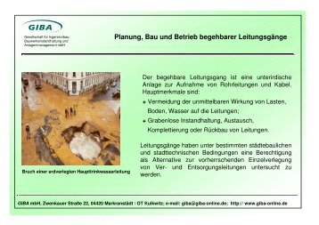 Planung, Bau und Betrieb begehbarer Leitungsgänge