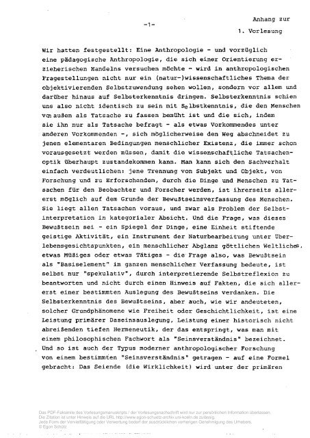 PDF-Datei: Pädagogische Anthropologie - Egon Schütz Archiv