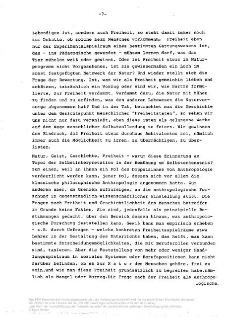 PDF-Datei: Pädagogische Anthropologie - Egon Schütz Archiv