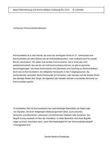 Kommunikationstheorien - Evangelische Hochschule Freiburg