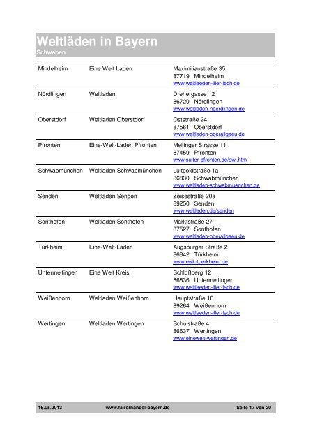 Weltläden in Bayern - Eine Welt Netzwerk Bayern e.V.