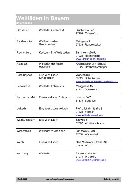 Weltläden in Bayern - Eine Welt Netzwerk Bayern e.V.