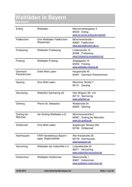 Weltläden in Bayern - Eine Welt Netzwerk Bayern e.V.