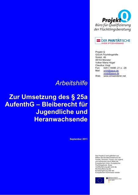 Arbeitshilfe Zur Umsetzung des § 25a AufenthG – Bleiberecht für ...