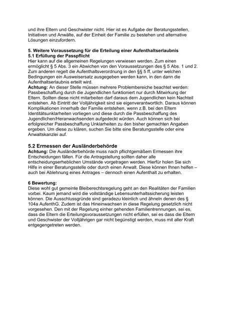 Arbeitshilfe Zur Umsetzung des § 25a AufenthG – Bleiberecht für ...
