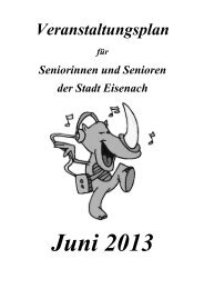 Veranstaltungen für Seniorinnen und Senioren - Juni 2013 - Eisenach