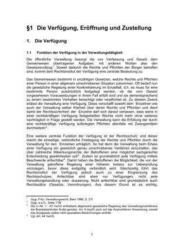 Kap. C §1 Die Verfügung, Eröffnung und Zustellung (01.01 ... - EJPD