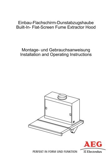 Flat-Screen Fume Extractor Hood Montage - Electrolux