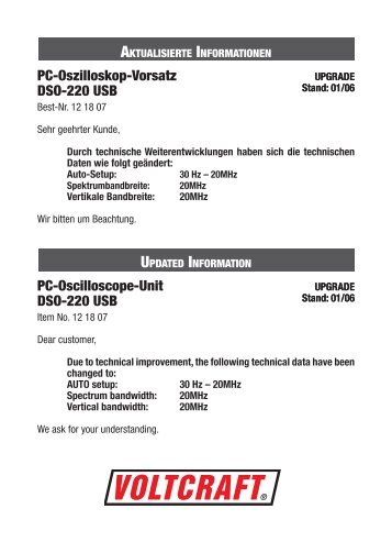 PC-Oszilloskop-Vorsatz DSO-220 USB PC ... - Electronic.hu