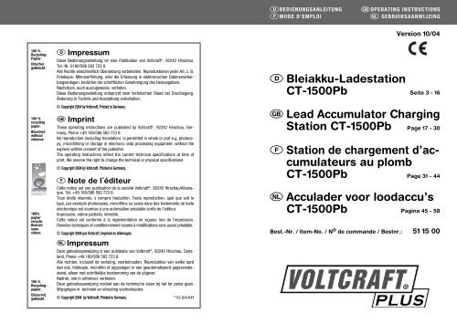 Bleiakku-Ladestation CT-1500Pb Lead Accumulator ... - Electronic.hu