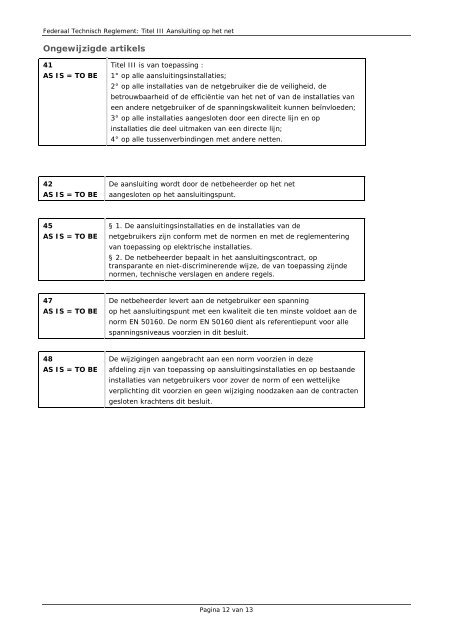 Federaal Technisch Reglement: Titel III Aansluiting op het net - Elia