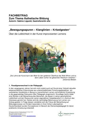 Fachbeitrag Ästhetische Bildung von Sabine Lippold - Elisabethenstift