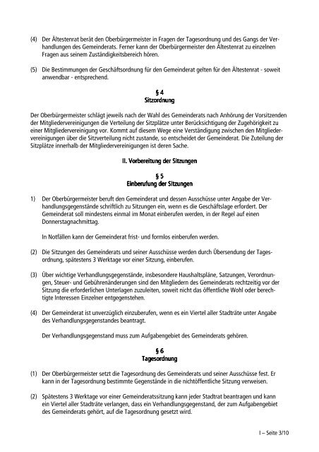 I. Geschäftsordnung des Gemeinderats - Stadt Ellwangen