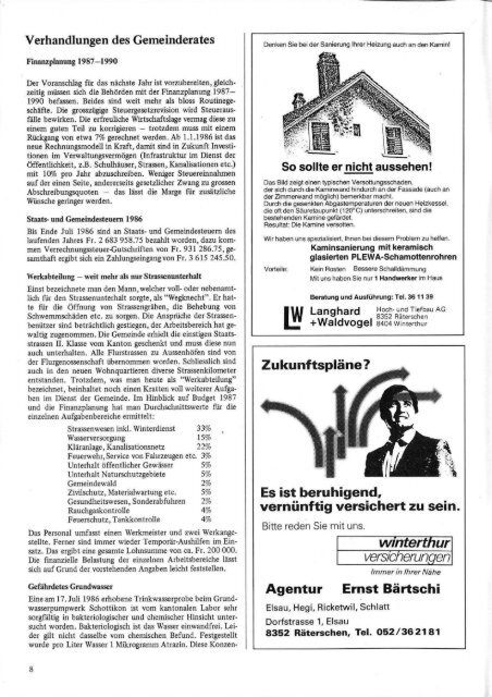 August 1986 6. Jahrgang Auflage 1400 Ex. - Elsauer Zytig