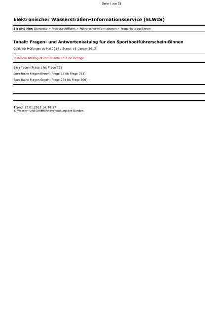 Fragenkatalog Binnen Elwis - 