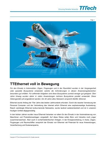 TTEthernet voll in Bewegung - Energie & Technik