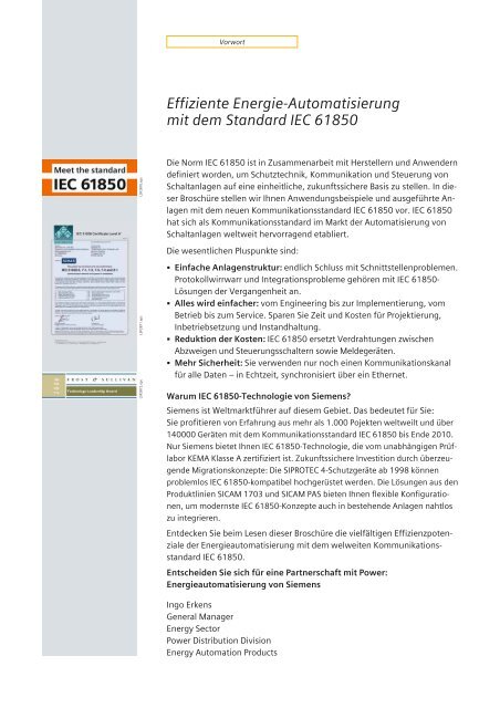 Effiziente Energie-Automatisierung mit dem Standard IEC ... - siemens