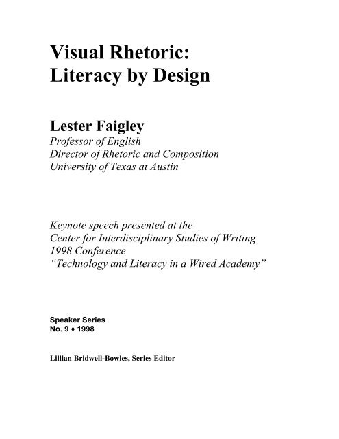 Visual Rhetoric: - Center for Writing - University of Minnesota