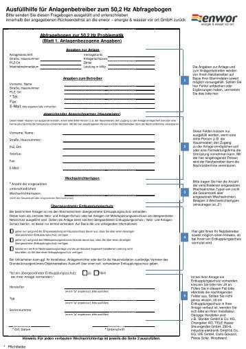 Abfragebogen Ausfüllhilfe - Enwor