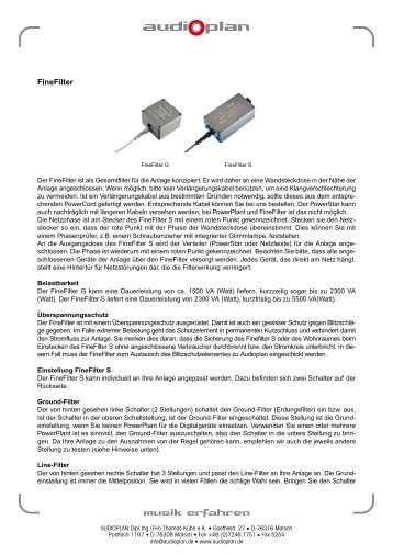 Druckversion Finefilter (PDF) - Audioplan