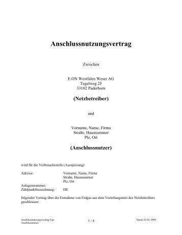 Anschlussnutzungsvertrag (PDF, 17 KB) - E.ON Westfalen Weser