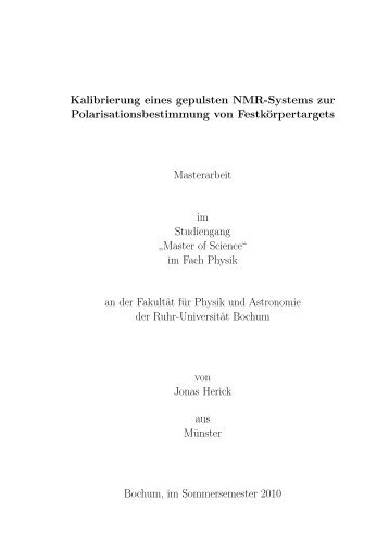 Kalibrierung eines gepulsten NMR-Systems zur ...