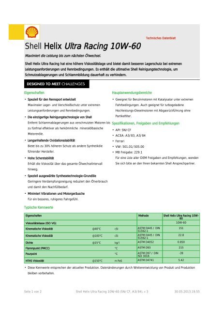 Shell Helix Ultra Racing 10W-60 - Epc Shell