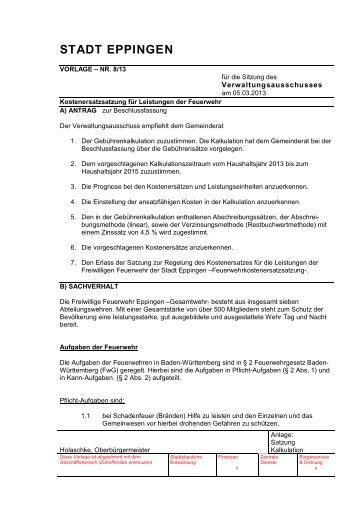 Feuerwehrkostenersatzsatzung - Stadt Eppingen